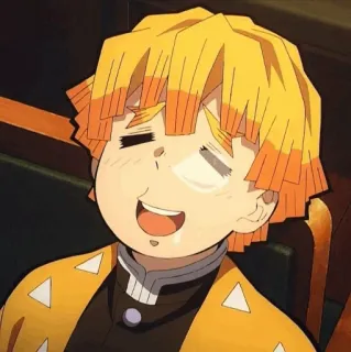 👺 Zenitsu Agatsuma Demon Slayer 애니메이션, 귀멸의 칼날, 젠이츠, 아가츠마 젠이츠, 캐릭터, 노란 머리 telegram sticker