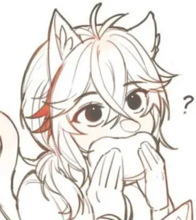 🌟 ? anime, gato, pergunta, comendo, kawaii telegram sticker