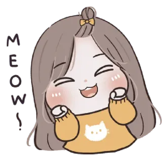 🩰 MEOW gato, desenho animado, fofo, menina, miau telegram sticker