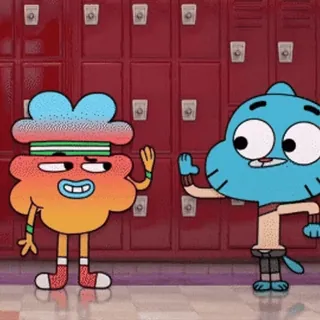 🍒 Gumball Watterson The Amazing World of Gumball desenho animado, saudação, animação, Gumball, Darwin, O Incrível Mundo de Gumball, amizade, acenando telegram sticker