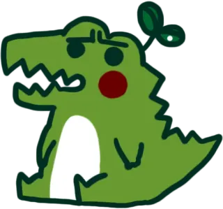 🤨 dinosaurus, lucu, hijau, kartun, hewan, reptil, kawaii telegram sticker