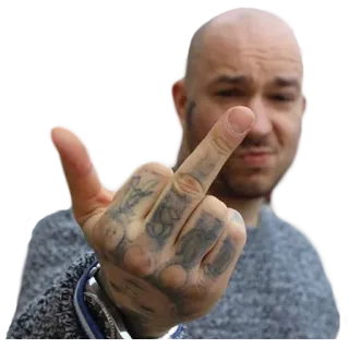 👍 middle finger, offensive gesture, man, tattoo, insulting, rude telegram sticker