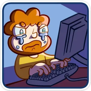 👨‍💻 crying, sad, computer, keyboard, upset, internet, frustrated, cartoon telegram sticker