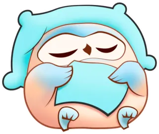 😴 sowa, śpiący, słodki, naklejka, zwierzę, kreskówka telegram sticker