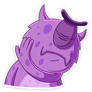 😑 monster, cute, purple, alien, cartoon, character, sticker telegram sticker