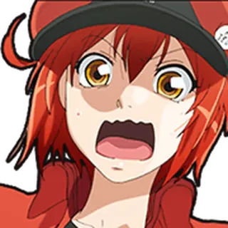 🩸 Red Blood Cell Cells at Work! Anime, Cells at Work, Rote Blutzelle, Charakter, Schockiert, Verängstigt whatsapp sticker