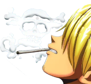🚬 Sanji One Piece สูบบุหรี่, อนิเมะ, หัวกะโหลก, บุหรี่, โจรสลัด, วันพีซ telegram sticker