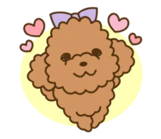 🥰 cão, cachorro, desenho animado, adesivo, fofo, corações, laço whatsapp sticker