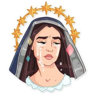 😭 Virgin Mary Virgem Maria, ícone religioso, chorando, adesivo, auréola, católico telegram sticker
