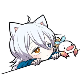 😌 anime, cat ears, chibi, cute, kawaii, cartoon, manga telegram sticker