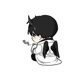 😭 뚝뚝.. anime, demon, sad, wings, crying whatsapp sticker