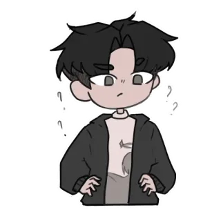 ❓ dibujo animado, personaje, niño, pregunta, ilustración, pegatina whatsapp sticker