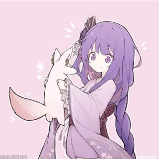 💠 Аниме, Девочка, Лиса, Мило, Фиолетовые волосы, Фанарт telegram sticker