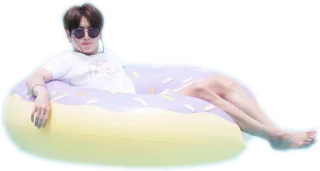 😎 person, sunglasses, donut, pool, summer, relaxation telegram sticker