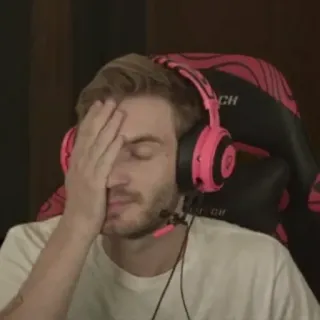 🤦‍♂ PewDiePie PewDiePie, YouTuber, gamer, internet personality, head in hand, disappointment telegram sticker