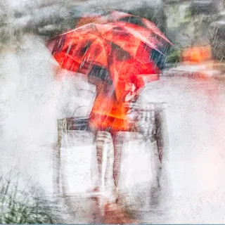 ☂️ parapluie, pluie, personne, rouge, abstrait, art, eau whatsapp sticker