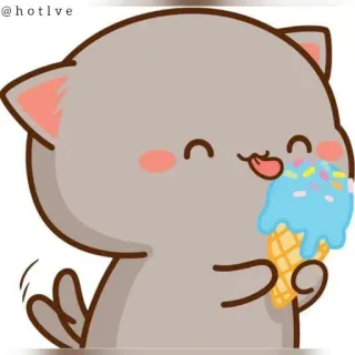 🤤 @hotlve cat, ice cream, cute, cartoon, sticker telegram sticker