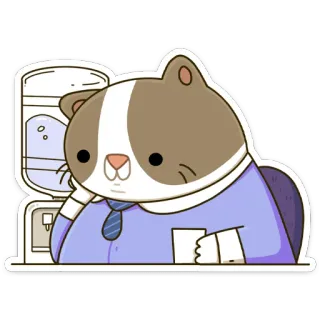 ☹️ cat, office, water cooler, cartoon, cute, animal, kawaii whatsapp sticker