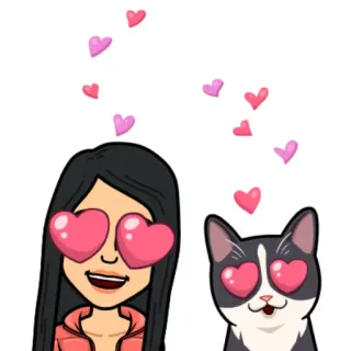 😍 Bitmoji, desenho animado, amor, corações, gato, animal de estimação telegram sticker