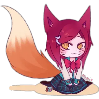 😁 Ahri League of Legends Ари, League of Legends, Чиби, Девушка-лиса, Аниме telegram sticker