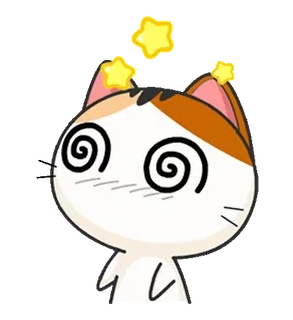 😊 แมว, เวียนหัว, ดาว, การ์ตูน, สัตว์, น่ารัก, สีหน้า, ลายวน telegram sticker