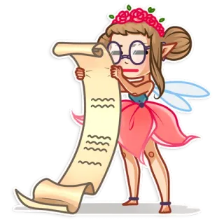 🤓 hada, pergamino, magia, dibujos animados, elfo, flor, alas whatsapp sticker