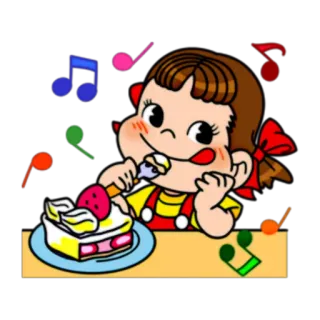 🍽 Мультфильм, Ребенок, Торт, Ноты, Милый, Каваий whatsapp sticker