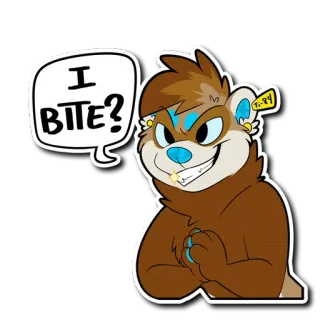 😁 I BITE? Мультфильм, Фурри, Животное, Милый, Смешной, Кусать telegram sticker