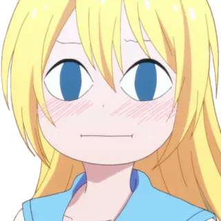 😐 อนิเมะ, การ์ตูน, น่ารัก, ผู้หญิง, ผมบลอนด์, สีหน้า, ตลก telegram sticker
