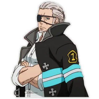 😒 Leonard Burns Fire Force anime, firefighter, eye patch, fire force, leonard burns, character whatsapp sticker