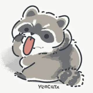 😝 raccoon, animal, cute, cartoon, drawing telegram sticker