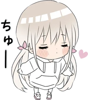 🙂 ちゅー Anime, Chibi, Kawaii, Lucu, Jepang, Gadis, Stiker telegram sticker