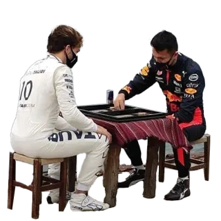 ♟️ formule 1, course automobile, pilotes, jouer aux dominos, athlètes whatsapp sticker