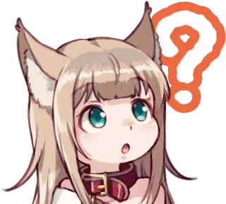 🤔 อนิเมะ, คำถาม, น่ารัก, หูแมว, ประหลาดใจ, ผู้หญิง telegram sticker