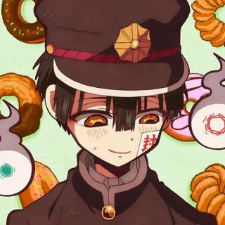 👻 Hanako-kun Toilet-Bound Hanako-kun anime, character, donut, hanako, japanese, tbhk telegram sticker