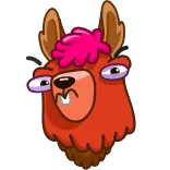 😡 lama, dessin animé, drôle, animal, autocollant, éclair whatsapp sticker