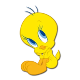 😯 Tweety Bird Tweety, Kaczor Tweety, Kreskówka, Ptak, Żółty ptak, Warner Bros, Looney Tunes telegram sticker