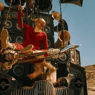 🎸 Mad Max: Fury Road Mad Max, Coma-Doof Warrior, guitar, action, post-apocalyptic, vehicle whatsapp sticker