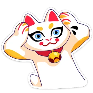 😳 cat, cute, sticker, maneki-neko, lucky cat, good luck, fortune whatsapp sticker