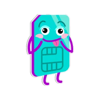 😜 kartu SIM, teknologi, kartun, lucu, maskot whatsapp sticker