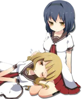 🧸 アニメ, 制服, 可愛い, 女の子, 友情, 座る, 横たわる telegram sticker