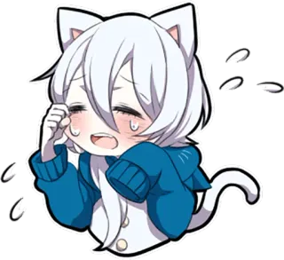 😭 kot, anime, płacz, kawaii, smutny, manga, naklejka telegram sticker