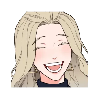 😄 만화, 여자, 금발, 미소, 행복 telegram sticker