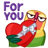 😉 FOR YOU inséparable, coeur, saint-valentin, cadeau, oiseau de dessin animé telegram sticker