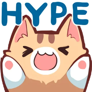 😆 HYPE แมว, ตื่นเต้น, มีความสุข, กระแส, การ์ตูน, น่ารัก telegram sticker