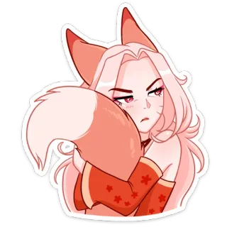 🙄 anime girl, fox girl, kemonomimi, cute, sticker whatsapp sticker