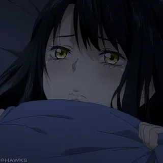 👻 @HAWKS Anime, Garota, Triste, Chorando telegram sticker