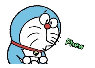 ⭐️ Doraemon Phew Doraemon, Anime, Manga, Chat, Dessin animé, Soulagement, Ouf whatsapp sticker