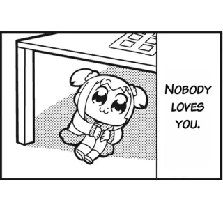 😩 Nobody LOVES YOU. anime, manga, sad, lonely, cute, cartoon, illustration telegram sticker