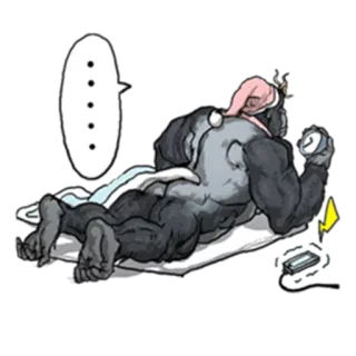 🌄 gorilla, sleepy, animal, cartoon, alarm clock, pajamas, tired whatsapp sticker
